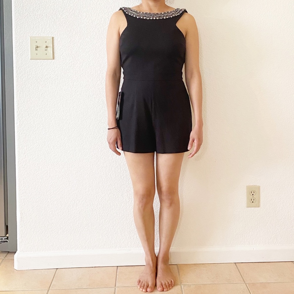 Bebe Beaded Open Back Romper